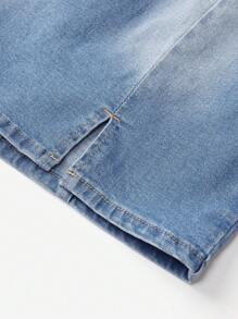 SHEIN ICON Sexy Open Back Spaghetti Strap Fitted Mini Denim Dress For Summer - Blue - View 5