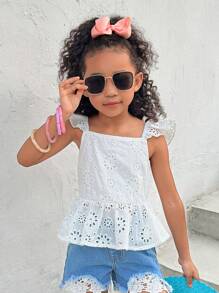 Top casual senza schienale con fiocco e maniche corte, adatto per vacanze e moda giovane, abiti coordinati per fratelli e sorelle (2 pezzi venduti separatamente)