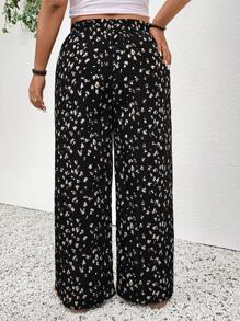 SHEIN Frenchy Plus Size Women's Printed Drawstring Waist Pants,Summer Pants - Multicolor - View 6