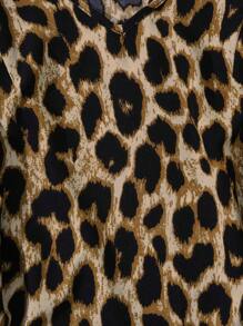 SHEIN LUNE Vestiti estivi da donna taglie forti con scollo a V e fantasia leopardata, con maniche doppie a forma di loto