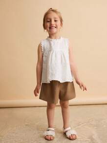 Ontre 2件套年轻女孩宽松休闲背心和短裤套装 - 杏色 - 查看 3