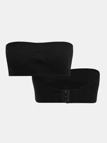 SHEIN Girlism 少女简约舒适罗纹针织可拆卸加厚三扣吊带背心 2 件套