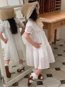 DAZY Vestido casual de manga corta para niñas, conjunto de ropa de verano para niñas