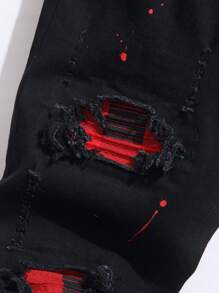 Manfinity EMRG Jeans slim fit con bloques de color y parches de talla grande para hombres
