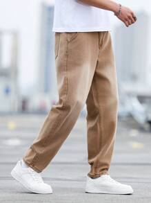 Manfinity Homme Men's Solid Color Pocketed Casual Fashion Flared Jeans - Brown - View 4