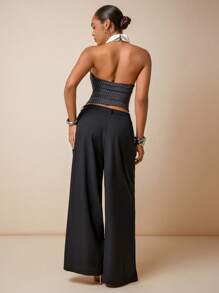 Hauture Elegante und stilvolle Culotte-Hose in Große Größen für Damen, vielseitig einsetzbar für Büro und Alltag - Schwarz - Übersicht 2