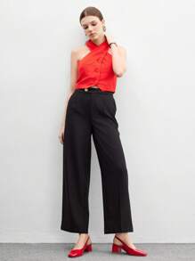 CUCCOO BIZCHIC 女士时尚红色绑带经典低跟平底鞋