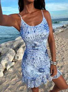 Opulessa Beaded Embroidered Knitted Mini Slip Sequin Dress For Women, Suitable For Going Out, Concert, Party, Club Outfits, Date, Night Out,Vacation ,Beach  Outfits,Garden Wedding Guest Dress, Elegant Dress For Women,Date, Concert, Party, Club Outfits, Valentine's Day ,Graduation Outfit,For Autumn And Winter, Mermaid, Bohemian Outfits, Ibiza Dress, Western Style - Baby Blue - View 2