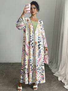 Yasmyna 女式印花拼布宽松休闲阿拉伯风格连衣裙，朴素 - 彩色 - 查看 4