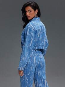 Denimoi Jaqueta jeans feminina casual desgastada e curta - Lavagem leve - Ver 4