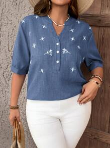 EMERY ROSE Camisa de manga corta talla grande, de moda para el verano
