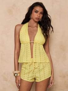 SHEIN BAE 女士日常两件套服装 - 黃色 - 查看 5
