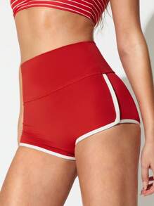 GLOWMODE Power Dip Quick Dry Chlorine Resistant Colorblock Trim Antibacterial Crotch Bikini Bottom Shorts Swim Beach Pool Vacation Resort Travel Summer Wear
