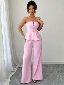 Elenzga Women Two Pieces Outfits For Daily Wear - Pink - View 6