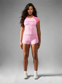 Missguided x Playboy Camiseta de bebé de manga corta con raglán de contraste con puños acanalados