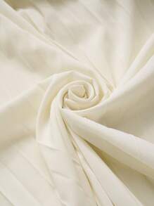 SHEIN Stylify 万圣节假期返校节全褶服装飘逸短裙阔腿裤白色宽松雪纺适合外出度假教堂。 - 杏色 - 查看 6