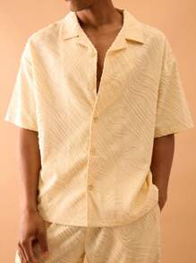 Musero Textured Button Through Short Sleeve Shirt Only Summer Streetstyle Vacation Smart - Apricot - View 5