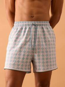 Musero Multi Geo Printed Swim Shorts Summer Smart Streetstyle Vacation Casual - Multicolor - View 5