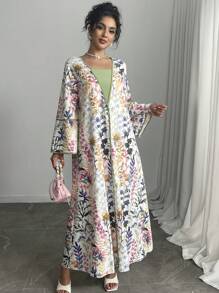 Yasmyna 女式印花拼布宽松休闲阿拉伯风格连衣裙，朴素 - 彩色 - 查看 1