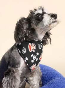 Paul Frank X SHEIN 1 pezzo Bavaglino da strada per animali domestici con stampa di scimmia, parannanza per il collo, adatto per cani e gatti, taglie S, M, L, adatto per una varietà di forme del corpo