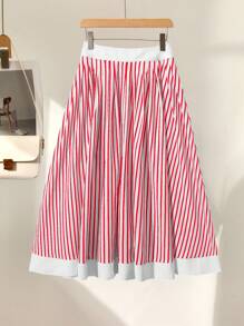 Franclia High Waist Versatile A-Line Skirt, Work & Travel - Red - View 4