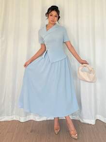 Elenzga 女士日常两件套服装 - 藍色 - 查看 5