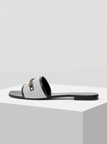 MOTF PREMIUM GIÀY SANDA BẰNG MŨI HỞ CÓ KHÓA - màu đen - Xem 2