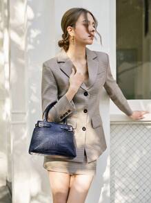 SHECARRY Genți de damă cu mâner superior, model crocodil, toamnă și iarnă, pentru școală, călătorii, naveta, serviciu, eleganță rafinată, purtabilă de mână sau crossbody, cele mai bune cadouri de Ziua Mamei pentru femei