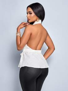 SOLERSUN 女士休闲时尚纯色缺口翻领背心优雅通勤工作白色背心西装外套春夏 - 白色 - 查看 2