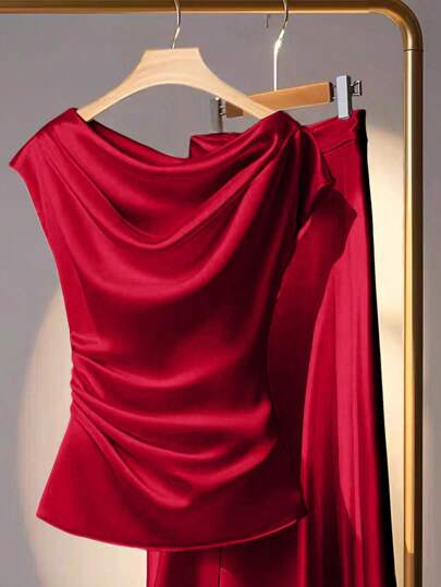 Franclia 女士无袖纯色衬衫，夏季时尚