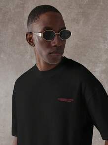 SUMWON Streetwear Graphic Tee Summer Cotton Oversized T Shirt Vintage Coffee Club Print Statement Casual Relaxed Fit Retro Short Sleeve Fashion Unisex - Black - View 4