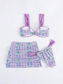 Swim Vcay Floral Print Bikini Set, Vacation & Beach For Summer - Multicolor - View 6