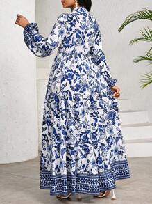SHEIN Lady Blue And White Porcelain Blue And White Print Women's Maxi Dress Birthday&Event Dresses /Office Dresses /Church Dresses/Wedding Dresses /Holiday Dresses / Vacation Outfits Women Boho/Bohemia/Boho Women Clothing Women Dresses Summer Tropical Dresses For Women African Woman Clothing New Arrivals Women Dress Beach Dress
