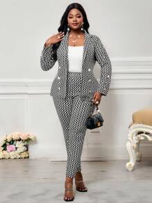 SHEIN Lady Spring And Summer Elegant Commuting Office Colorful Knitted Lapel Gold Button Long Long Sleeve Plus Size Faux Fur Coats Business Attire Women Business Casual Women Old Money Style Women Work Clothes Women Office Outfits For Women Business Casual Woman Summer Outfits For Women In Fall/Winter - Multicolor - View 7