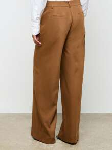 AiiRZ Women High Waisted Wide Leg Formal Suit Pants - Brown - View 2