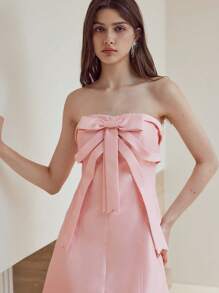 MOTF STUDIO BOW DECOR CUTE DATE MINI DRESS