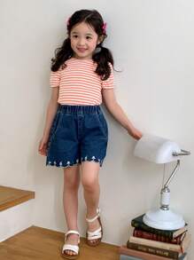 DAZY Camiseta para niñas, Colección de Otoño - Naranja - Ver 3
