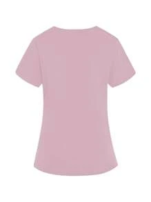 TaskEZ 2 件套女士医疗保健制服 - 纯色 V 领上衣和开衩长裤，手术服套装