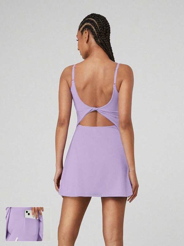 GLOWMODE FeatherFit™-Air Scoop Neck Knotted Mini Dress Quick Dry Moisture Wicking