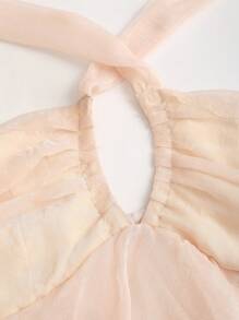 Sweetra Top tipo camiseta de mujer con cuello halter cruzado - Champán - Ver 3