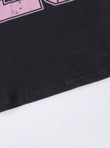 Set de 2 piezas para niñas preadolescentes: Blusa informal con lazo y estampado de letras + pantalones cortos de ciclismo, adecuado para salidas, uso diario casual, escuela, deportes - Multicolor - Ver 5