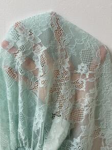 Muchica Women's Mint Green Lace Bandeau Top, Casual Summer