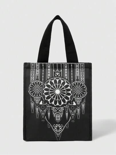 Goth Gothic Print Black Fashionable Insulated Lunch Box, Functional Bags, Lunch Bag, Cooler Bag
