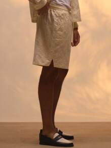 Musero Casual Street Style Elasticated Woven Jacquard Shorts Only For Summer Holiday Vacation