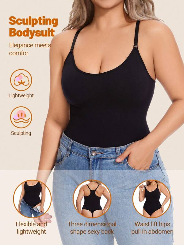 SHEIN 1 pièce Débardeur sculptant sans couture grande taille pour femmes avec bretelles réglables