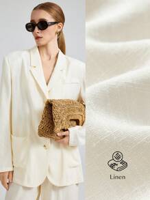 Ontre Traje informal de 2025 para el nuevo Festival de Música, Concierto, Festival de Música Country, Atuendo de actuación musical para mujer, Pantalón ancho de lino color beige claro, Conjunto de traje casual