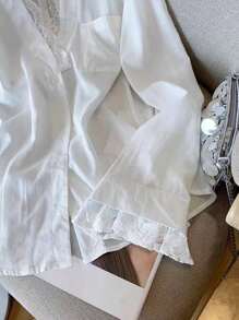 Airaco Áo sơ mi dài tay màu trơn cho nữ, thời trang cho mùa hè - trắng - Xem 4