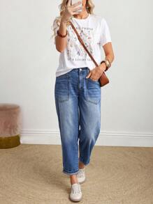 EMERY ROSE 大码休闲通勤水洗锥形牛仔裤