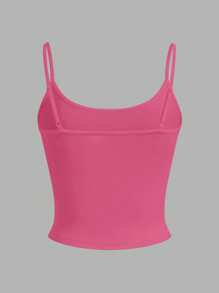 SHEIN EZwear 4 件套女士纯色短款背心，黑色、白色、粉色、玫红色，休闲修身夏季 - 彩色 - 查看 11