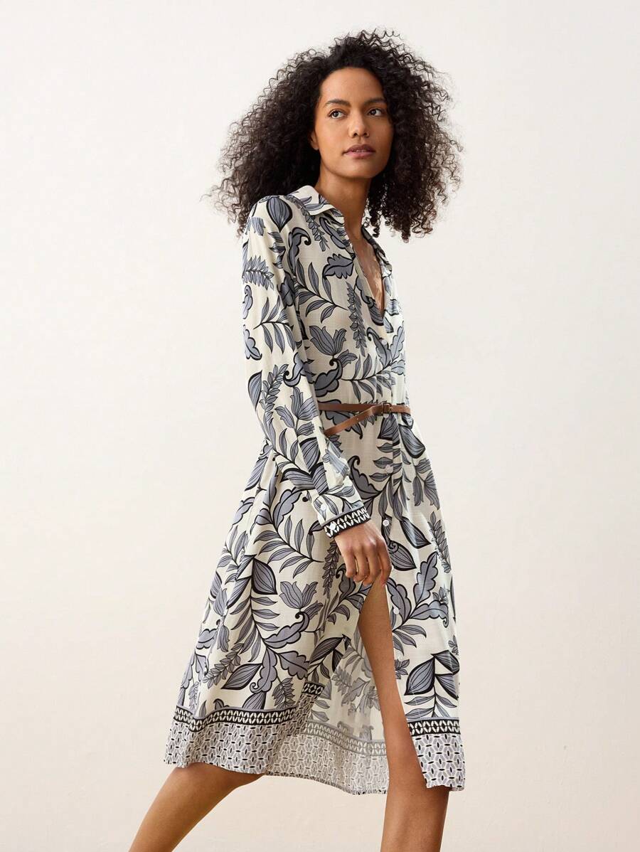 Maija Váy in họa tiết cây, thiết kế xòe chữ A thanh lịch, phong cách Bohemian, váy Boho thời trang lễ hội, váy mùa hè Hawaii sang trọng dành cho nữ - Nhiều màu - Xem 1